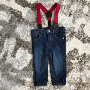 Truly Scrumptious 3-6boy denim jeans w suspenders